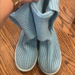 UGG BOOTS!! Light blue, knitted material, LIKE NEW
